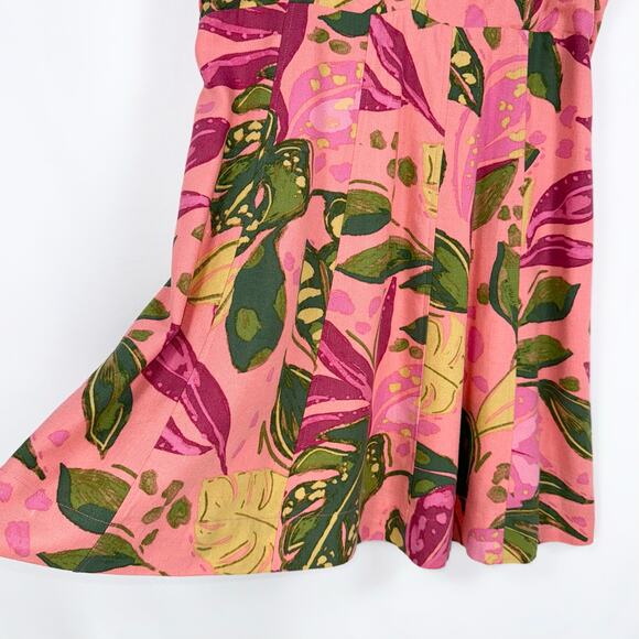 Vici Women's Kenedy Tropical Sweetheart Mini Dress Large Pink Linen Blend - Picture 7 of 16